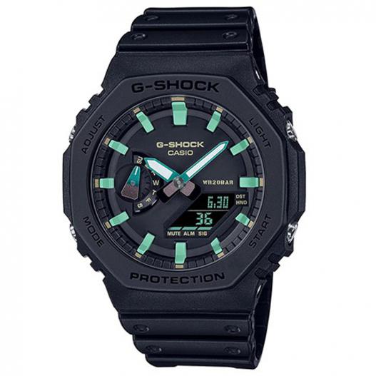 Casio G-Shock Sportuhr Armbanduhr analog digital matt schwarz grün GA-2100RC-1AER