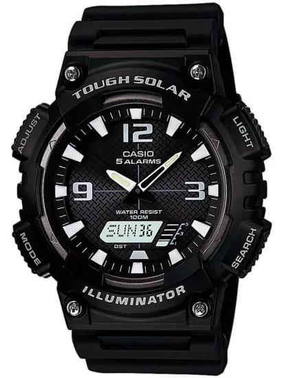 CASIO Herrenuhr Solaruhr analog digital aus Kunststoff schwarz AQ-S810W-1AVEF