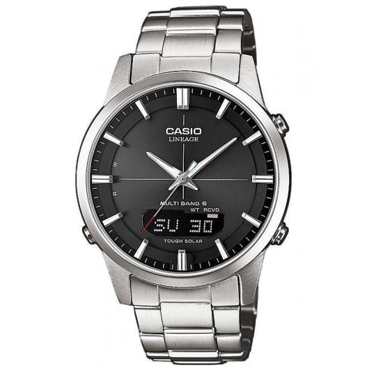 Casio Lineage Funkuhr Solar Armbanduhr schwarz silber LCW-M170D-1AER