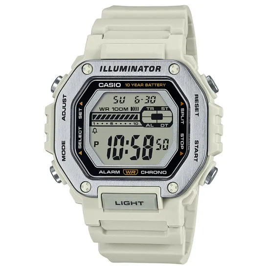 Casio Timeless Collection Digitaluhr Armbanduhr mit Resinband beige MWD-110H-8AVEF