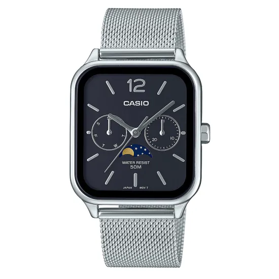 Casio Timless Collection Armbanduhr Milanaiseband Mondphase MTP-M305M-1AVER