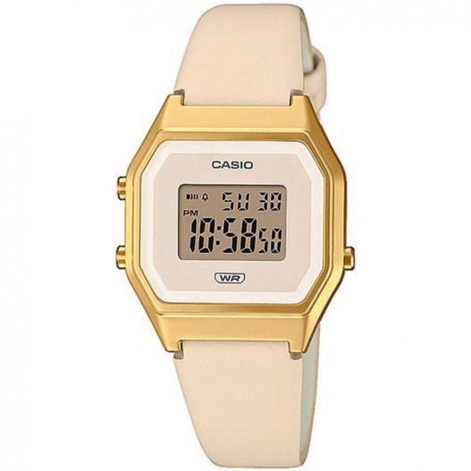 Casio Vintage Armbanduhr digital goldfarben mit rosa Armband LA680WEGL-4EF