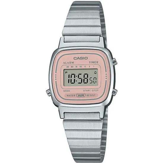 Casio Vintage Digitaluhr Retro silberfarben rosa LA670WEA-4A2EF