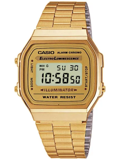 Casio Vintage Retro Digital Armbanduhr goldfarben mit Metallband A168WG-9EF