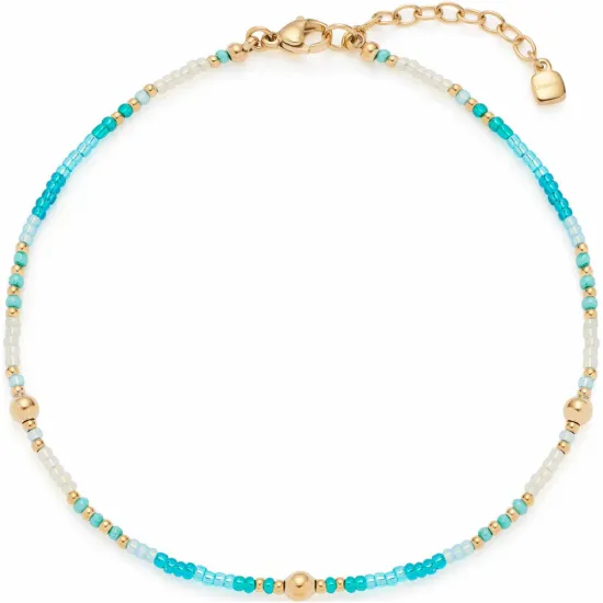 CIAO! BY LEONARDO Fußkettchen Happy Edelstahl goldfarben türkis 023860