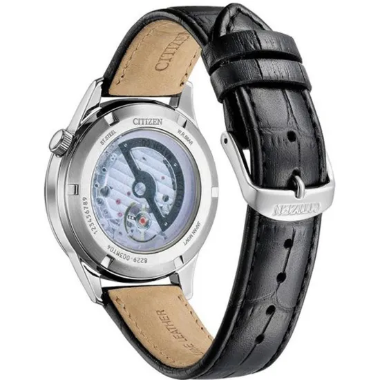 Citizen Automatik Herrenuhr Elegance open Heart Edelstahl Lederband NH9131-14E