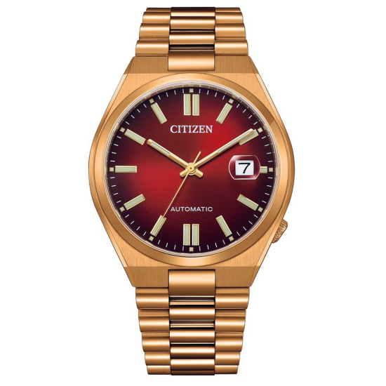 Citizen Automatik Herrenuhr Tsuyosa Collection fein rosegoldfarben weinrot NJ0153-82X