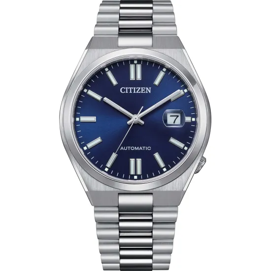 Citizen Automatik Herrenuhr Tsuyosa Collection silberfarben blau NJ0150-81L