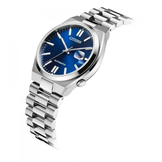 Citizen Automatik Herrenuhr Tsuyosa Collection silberfarben blau NJ0150-81L