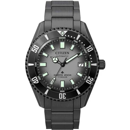 Citizen Automatik Taucher Herrenuhr Marine Promaster Titan schwarz grau NB6025-59H