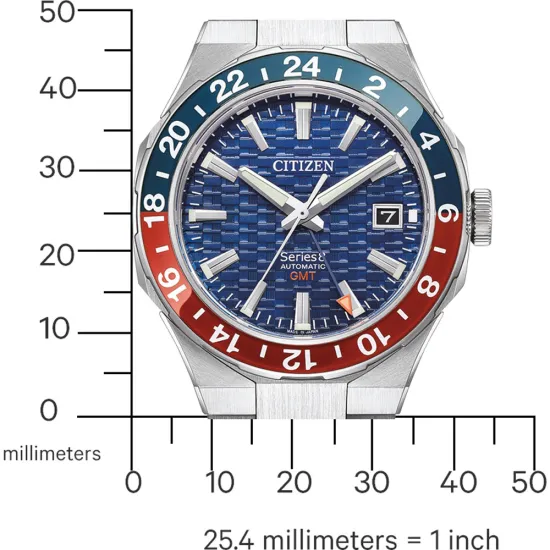 Citizen Automatikuhr Series 8 GMT blau rot silberfarben mit Edelstahlband NB6030-59L