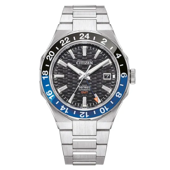 Citizen Automatikuhr Series 8 GMT blau schwarz silberfarben mit Edelstahlband NB6031-56E