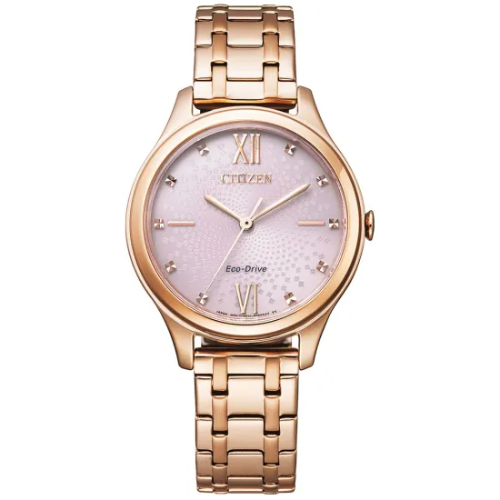 Citizen Damenuhr Edelstahl Eco Drive Solar rosegoldfarben EM0503-75X