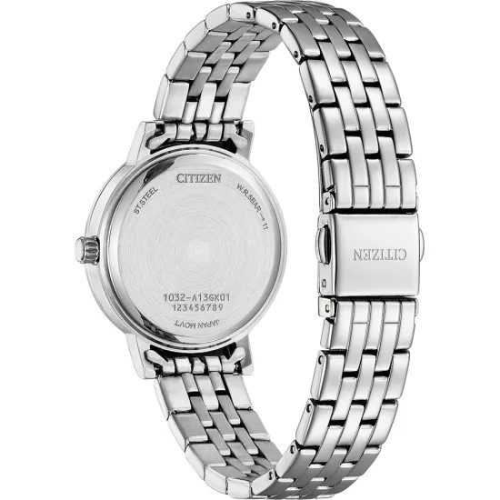 Citizen Damenuhr Edelstahl Zirkonias Zifferblatt grün EL3100-55X