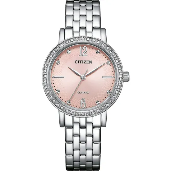 Citizen Damenuhr Edelstahl Zirkonias Zifferblatt rosa EL3100-55W