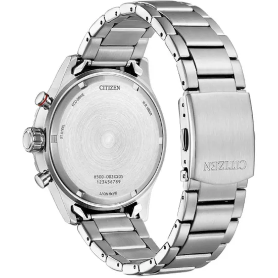 Citizen Eco Drive Herren-Chronograph Stahl Zifferblatt blau AT 2520-89L