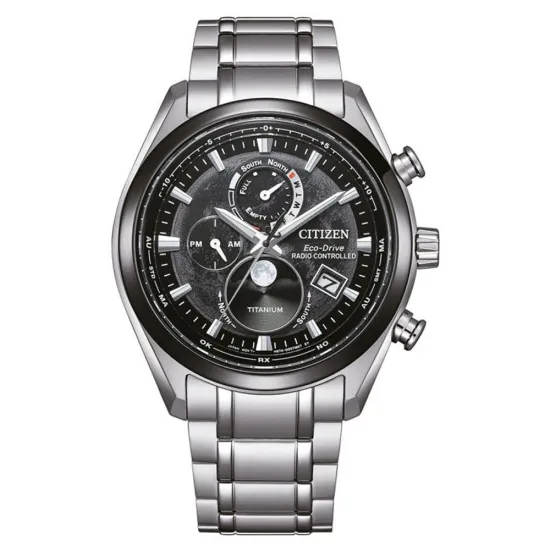 Citizen Eco Drive Herrenuhr Solar Funk mit Mondphase Titan BY1018-80E