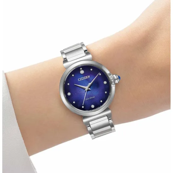 Citizen EcoDrive Solar Damenuhr Unite with Blue mit Diamanten Limited EM1060-87L