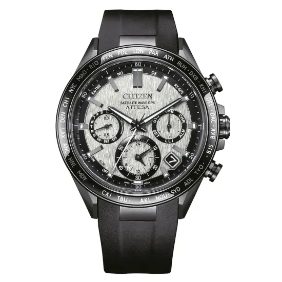 Citizen GPS Herrenuhr Eco-Drive Satellite Wave Attesa schwarz silberfarben CC4055-14H