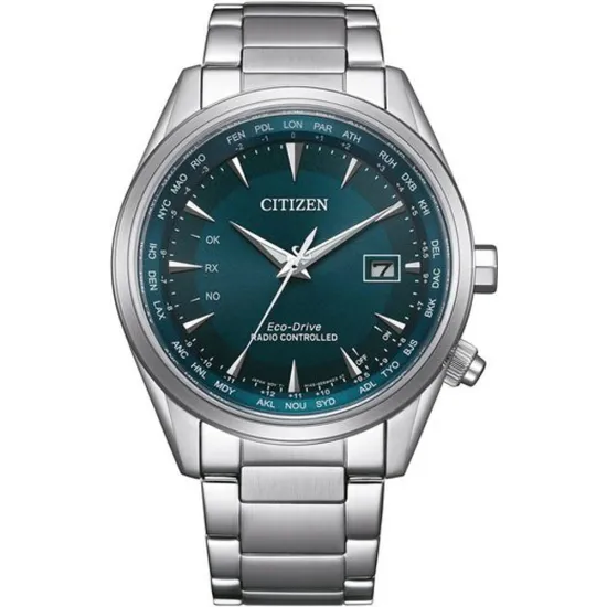 Citizen Herrenuhr Funk Eco Drive Edelstahl Zifferblatt grün CB0270-87L