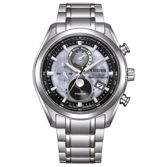 Citizen Herrenuhr Funk Solar Eco Drive mit Mondphase Titan BY1010-81H