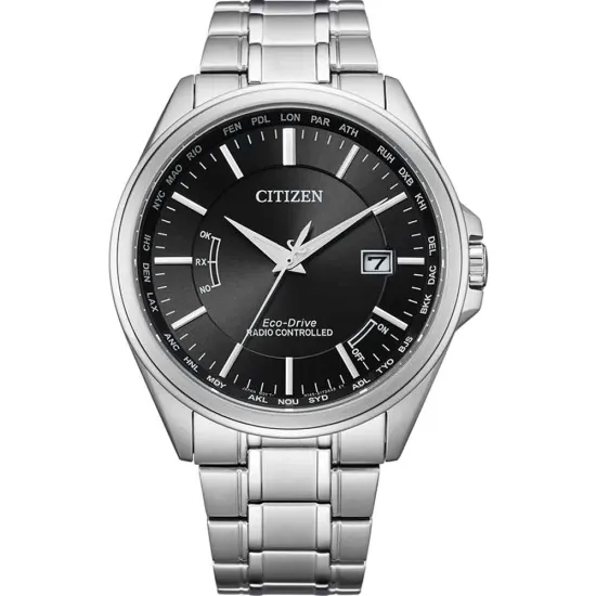 Citizen Herrenuhr Funk Solar Edelstahl silberfarben schwarz CB0250-84E