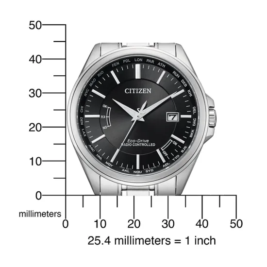 Citizen Herrenuhr Funk Solar Edelstahl silberfarben schwarz CB0250-84E