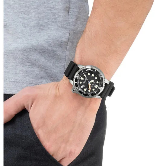 Citizen Herrenuhr Promaster Edelstahl Solar Taucheruhr schwarz BN0150-10E