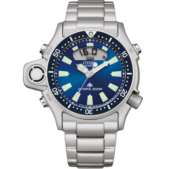 Citizen Promaster Aqualand Taucheruhr Edelstahl analog digital blau JP2000-67L