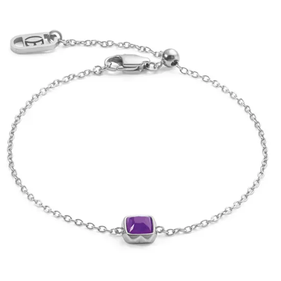 Coeur de Lion Armband Edelstahl silberfarben Birthstone lila 1300/30-0800