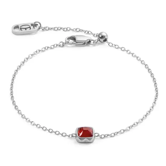 Coeur de Lion Armband Edelstahl silberfarben Birthstone rot 1300/30-0300