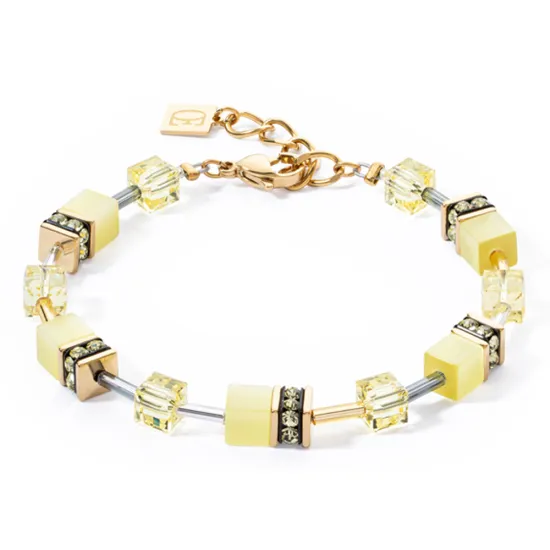 Coeur de Lion Armband GeoCube Edelstahl goldfarben gelb 4020/30-0120