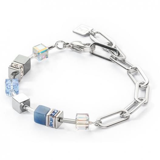 Coeur de Lion Armband GeoCUBE Fusion Edelstahl silberfarben blau 4707/30-0700