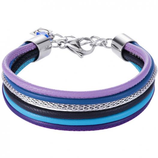 Coeur de Lion Armband Multirow Nappa-Leder & Mesh blau-lila 0120/30-0708