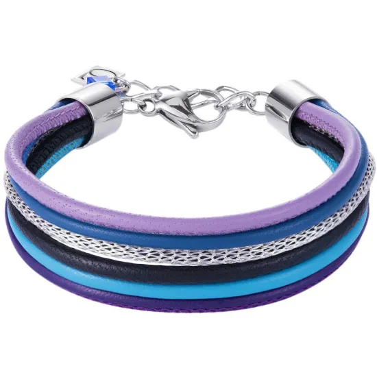 Coeur de Lion Armband Multirow Nappa-Leder & Mesh blau-lila 0120/30-0708