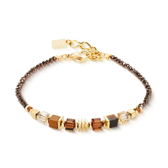 Coeur de Lion Armband Wave Cube Flow goldfarben braun 3044/30-1116