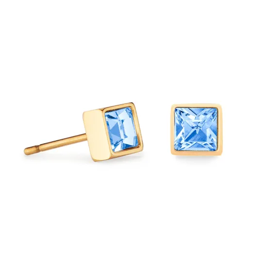 Coeur de Lion Brilliant Square small Ohrstecker Edelstahl goldfarben hellblau 0501/21-0755