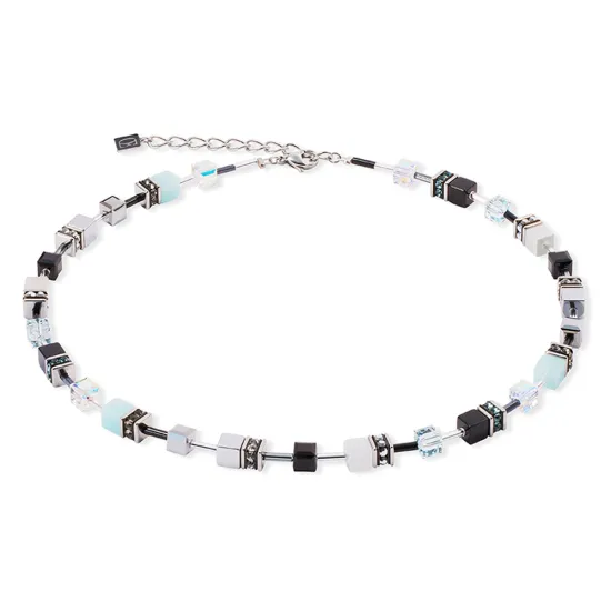 Coeur de Lion GeoCube Halskette Edelstahl schwarz weiss 2838/10-2027
