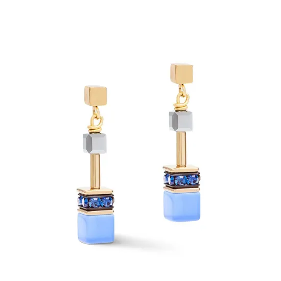 Coeur de Lion GeoCUBE Ohrringe blau-goldfarben 2839/21-0716
