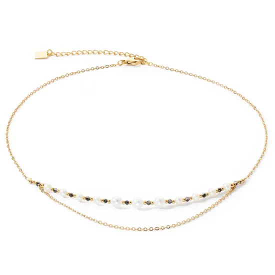 Coeur de Lion Halskette Collier doppelreihig goldfarben weiss 1118/10-1416