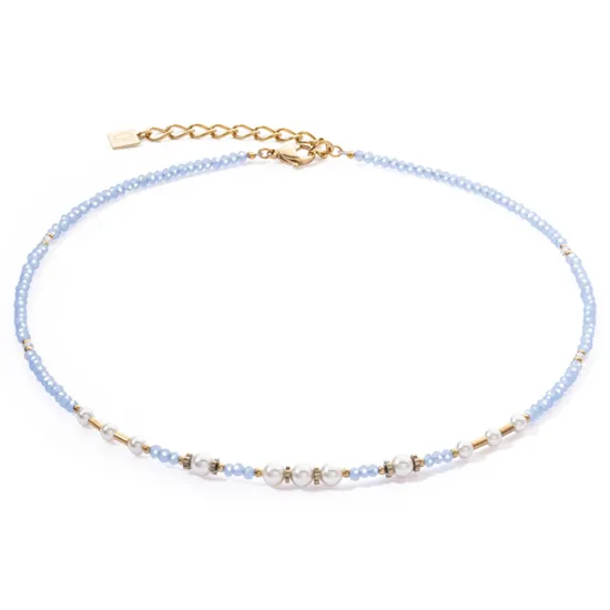 Coeur de Lion Halskette Edelstahl goldfarben blau weiss 4434/10-0720