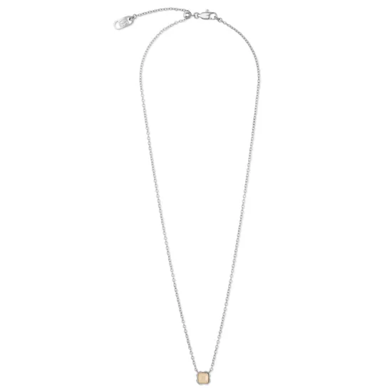 Coeur de Lion Halskette Edelstahl silberfarben Birthstone cremefarben 1300/10-1424