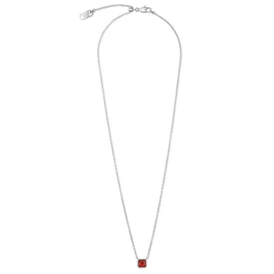 Coeur de Lion Halskette Edelstahl silberfarben Birthstone rot 1300/10-0300