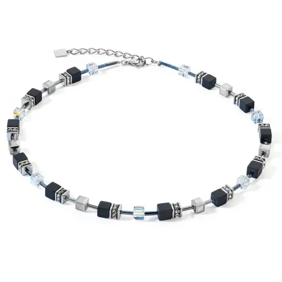 Coeur de Lion Halskette Geo CUBE Edelstahl grün schwarz 4018/10-0532