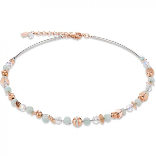 Coeur de Lion Halskette Twisted Pearls Amazonit & Edelstahl rosegold mintgrün 4993/10-0522