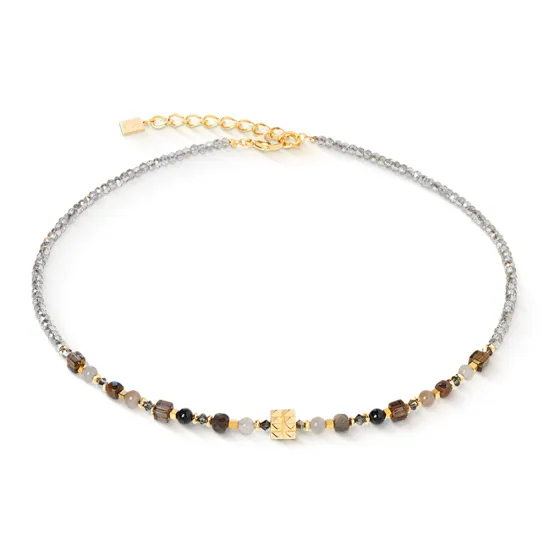 Coeur de Lion Halskette Shape Mix Spikes Smoky Glow goldfarben grau 4347/10-1112