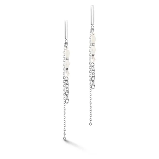 Coeur de Lion Ohrringe Brilliant Sqaure Layer Edelstahl silberfarben weiß 6005/21-1417