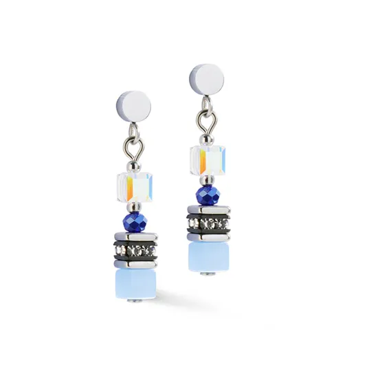 Coeur de Lion Ohrringe Mini Cubes Edelstahl silberfarben blau 4565/21-0700