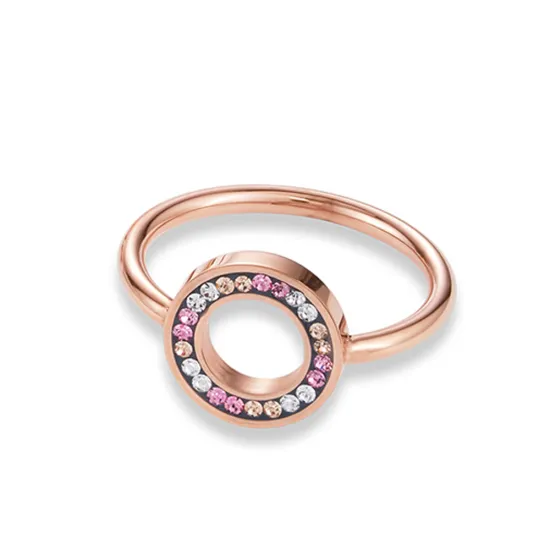Coeur de Lion Ring Edelstahl rosegoldfarben, Kristalle bunt Gr. 54 4973/40-1900