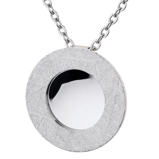 Ernstes Design Anhänger klein Edelstahl silberfarben gekratzt poliert AN1017